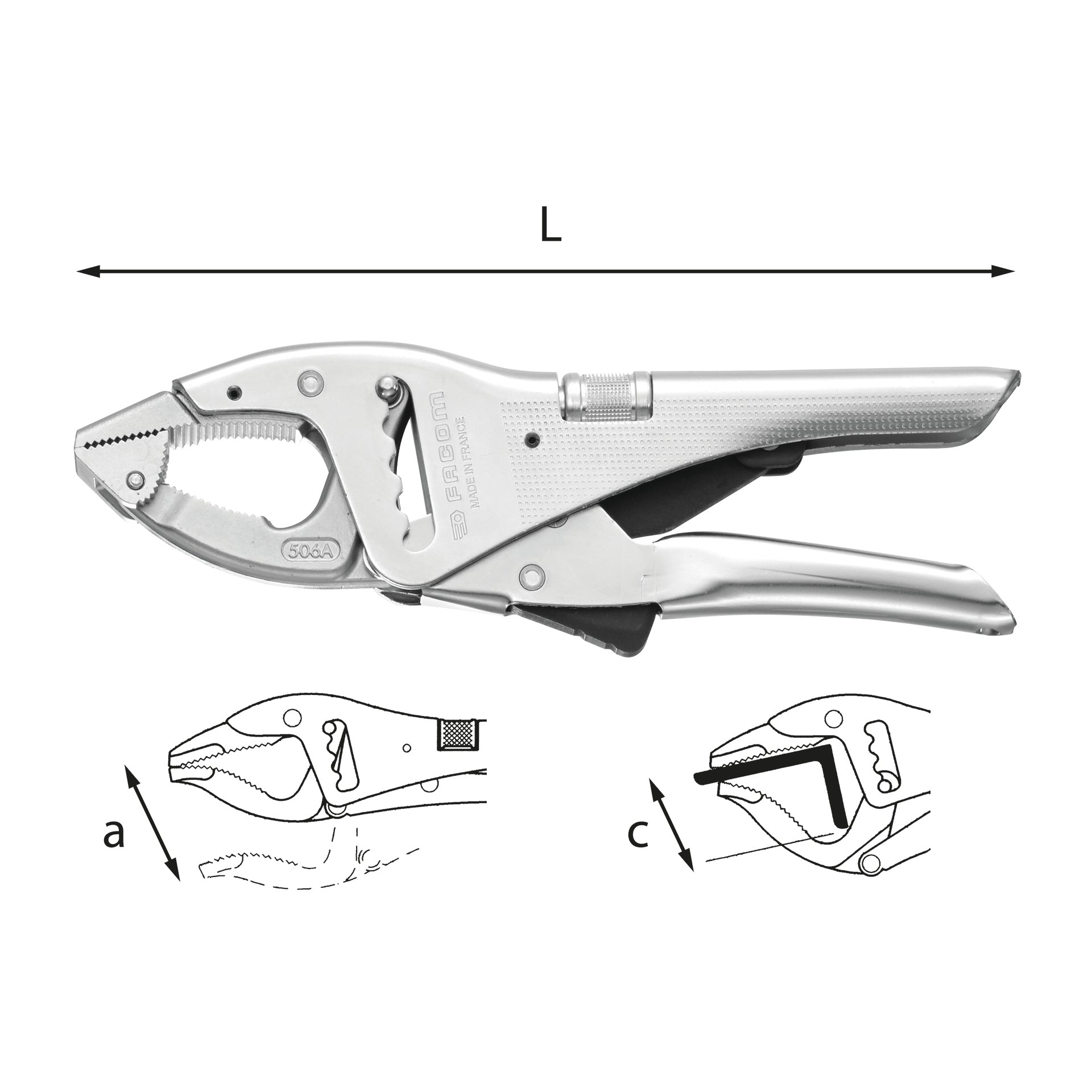 135 D - Pince à crémaillère réglable autobloquante à mors inférieur articulé - Usag - U01350535 135 D - Pince à crémaillère réglable autobloquante à mors inférieur articulé - Usag - U01350535